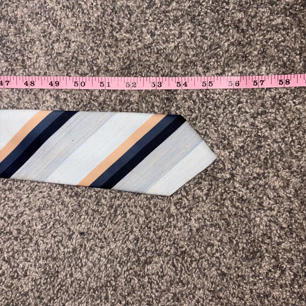Dino Orsini Necktie Mens OS Blue Tan Striped Silk Blend Formal Business Tie